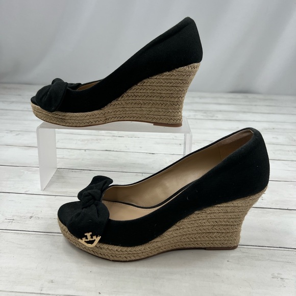 Tory Burch Dory 85MM Wedge Espadrille Canvas Shoes Size 9 - Picture 4 of 9